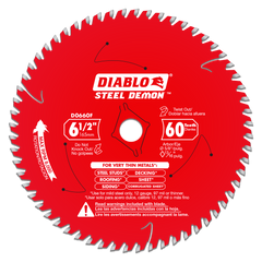 Diablo D0660F 6-1/2" x 60-Teeth Steel Demon™ Saw Blade for Thin Metal