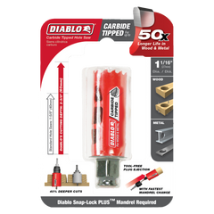 Diablo DHS1063CT 1-1/16" Carbide Teeth Hole Saw for Wood and Metal