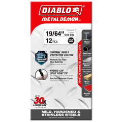 Diablo DMD1964JB 19/64" Metal Demon™ Drill Bits for Mild, Hardened and Stainless Steels