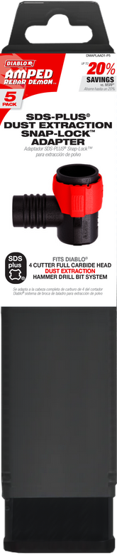 Diablo DMAPLAAD1-P5 AMPED™ Rebar Demon™ SDS-Plus Snap-Lock™ Adapter (5 Pack)
