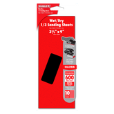 Diablo DCS323600S10W Wet/Dry 1/3 Sheet (3-2/3 in x 9") 600-Grit (Polishing) Sanding Sheet (10-Piece)