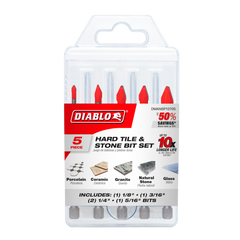 Diablo DMANSP1070S Diablo Hard Tile & Stone Carbide Tipped Drill Bit Set (5-Pieces)
