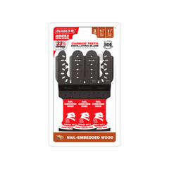 Diablo DOU125CW3 1-1/4" AMPED™ Demo Demon™ Carbide Teeth Oscillating Blades for Nail-Embedded Wood (3-Pack)
