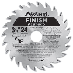 Avanti A0324X AVANTI 3-3/8 X 24T FINISH