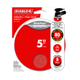 Diablo DCD050080P05G 5" 80-Grit StickFast™ ROS Sanding Discs (5-Pack)