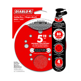 Diablo DCD050080H04G 5" 80-Grit Hook & Lock™ ROS Sanding Discs (4-Pack)