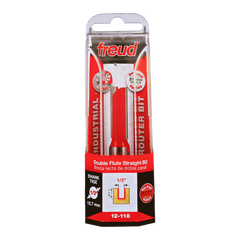 Freud 12-118 1/2" (Dia.) Double Flute Straight Bit (Eclipse Grind)