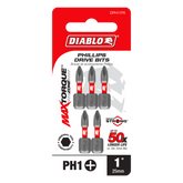 Diablo DPH11P5 1" #1 Phillips Drive Bits (5-Pack)