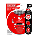 Diablo DCD050150H04G 5" 150-Grit Hook & Lock™ ROS Sanding Discs (4-Pack)
