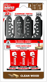 Diablo DOU125JCW3 1-1/4”(w) x 1-3/4”(d) AMPED™ Demo Demon™ Universal Fit Carbide Teeth Oscillating Blade for Clean Wood (3-pk)