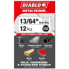 Diablo DMD1364JB 13/64" Metal Demon™ Drill Bits for Mild, Hardened and Stainless Steels
