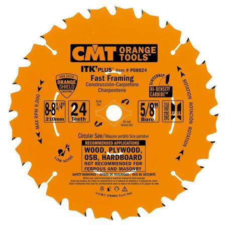 CMT P08024 ITK-PLUS® FAST FRAMING 8-8-1/4”x0.067”x0.039”x5/8”<> T=24 ATB+SHEAR