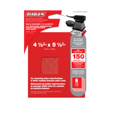 Diablo DCS045150S06G 4-1/2" x 5-1/2" 150-Grit Palm Sander 1/4 Sanding Sheets (6-Pack)