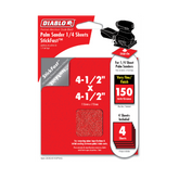 Diablo DCS045150P04G 4-1/2" x 4-1/2" 150-Grit StickFast™ Palm Sander 1/4 Sanding Sheets (4-Pack)