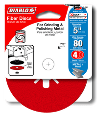 Diablo DCF050080S04G 5" 80-Grit Fiber Discs for Metal (4-Pack)
