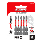 Diablo DPH12P5 2" #1 Phillips Drive Bits (5-Pack)