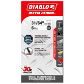 Diablo DMD3164JB 31/64" Metal Demon™ Drill Bits for Mild, Hardened and Stainless Steels