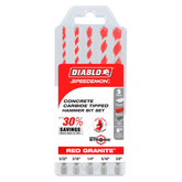 Diablo DMARG1220-S5 5 pc SPEEDemon™ Red Granite Carbide-Tipped Hammer Drill Bit Set (5-Piece)
