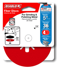 Diablo DCF050036S04G 5" 36-Grit Fiber Discs for Metal (4-Pack)