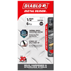 Diablo DMD12JB 1/2" Metal Demon™ Drill Bits for Mild, Hardened and Stainless Steels