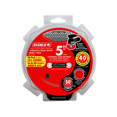 Diablo DCD050040H50G 5" 40-Grit Hook & Lock™ ROS Sanding Discs (50-Pack)