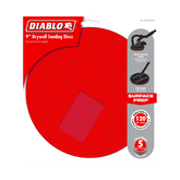 Diablo DCD090120H05G 9" 120-Grit Hook & Lock™ ROS Sanding Discs for Drywall (5-Pack)