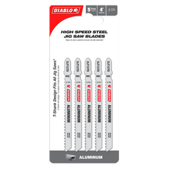 Diablo DJT127D5 Diablo 4" 8 TPI High Speed Steel T-Shank Jig Saw Blades for Aluminum (5-Pack)