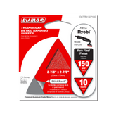 Diablo DCTTRI150P10G 2-7/8" x 2-7/8" 150-Grit StickFast™ Triangular Detail Sanding Sheets (10-Pack)