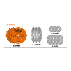 CMT 230.012.08 DADO PRO 8’’x1/4” to 13/16”x5/8’’ T=12 FLAT+ATB (-12° NEG)