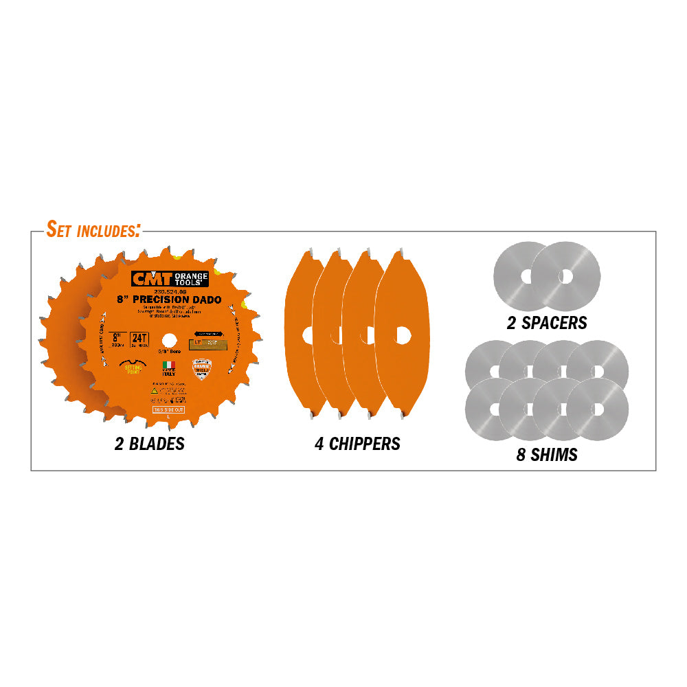 CMT 230.520.06 PRECISION DADO 6’’x1/4” to 29/32”x5/8’’ T=20 FLAT+ATB (-12° NEG) CMT 230.520.06 PRECISION DADO 6’’x1/4” to 29/32”x5/8’’ T=20 FLAT+ATB (-12° NEG)