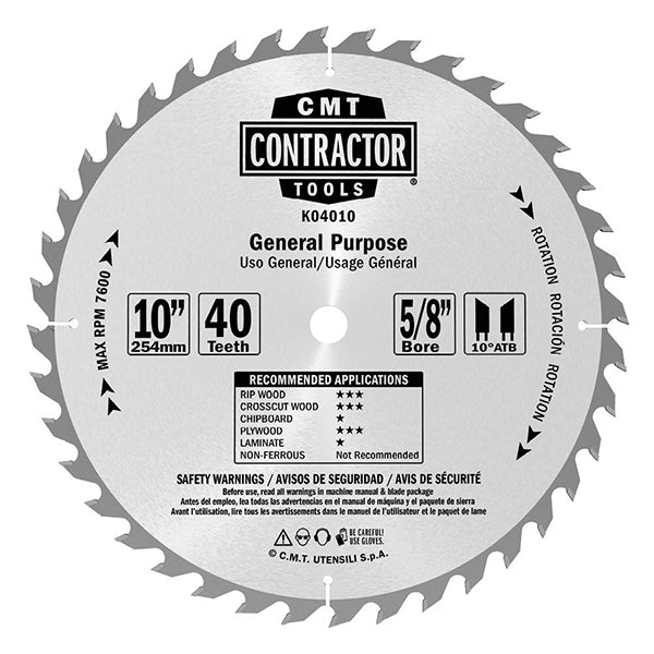 CMT K04010 ITK CONTRACTOR GENERAL PURPOSE 10’’x0.094”/0.063”x5/8” T=40 ATB