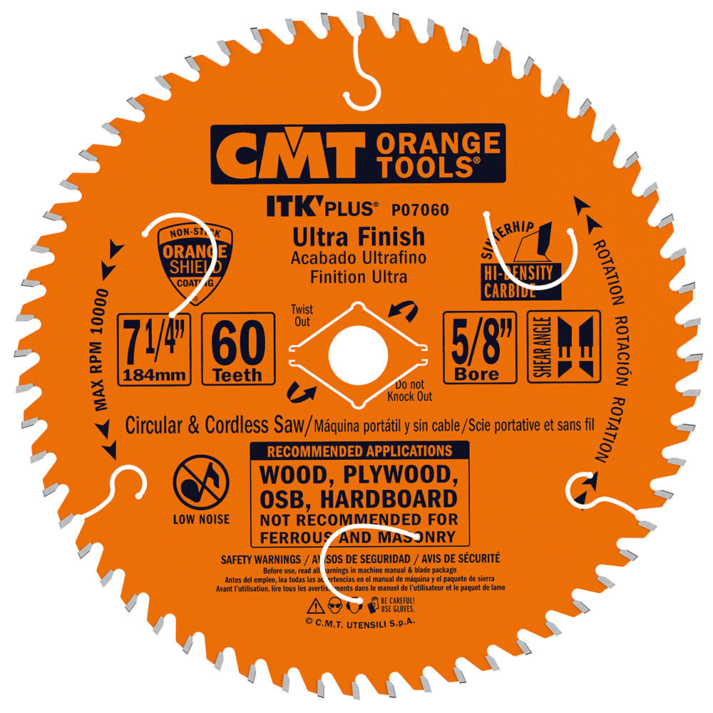 CMT P07060 ITK-PLUS® ULTRA FINISH 7-1/4”x0.067”x0.039”x5/8”<> T=60 ATB+SHEAR