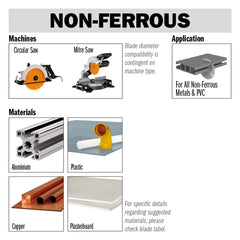 CMT 297.080.11M THICK NON-FERROUS METAL & MELAMINE 260x30mm T=80 TCG (-6° NEG)