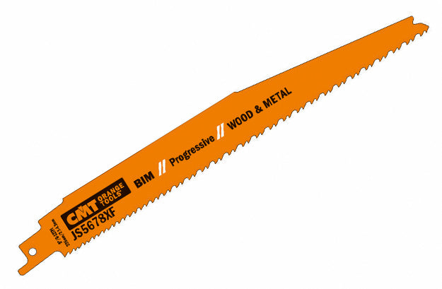 CMT JS5678XF-5 RECIPROCATING SAW BLADES for WOOD&METAL (BIM) 9”x 6-12TPI (5-PCS.)