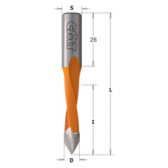 CMT 314.127.11 DOWEL DRILL FOR THROUGH HOLE 1/2”x35x70mm RH