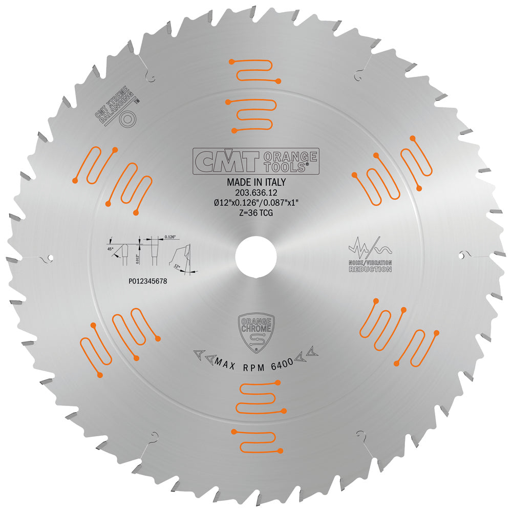 CMT 203.636.12 HEAVY-DUTY GLUE LINE RIPPING 12”x0.126”/0.087”x1’’ T=36 TCG