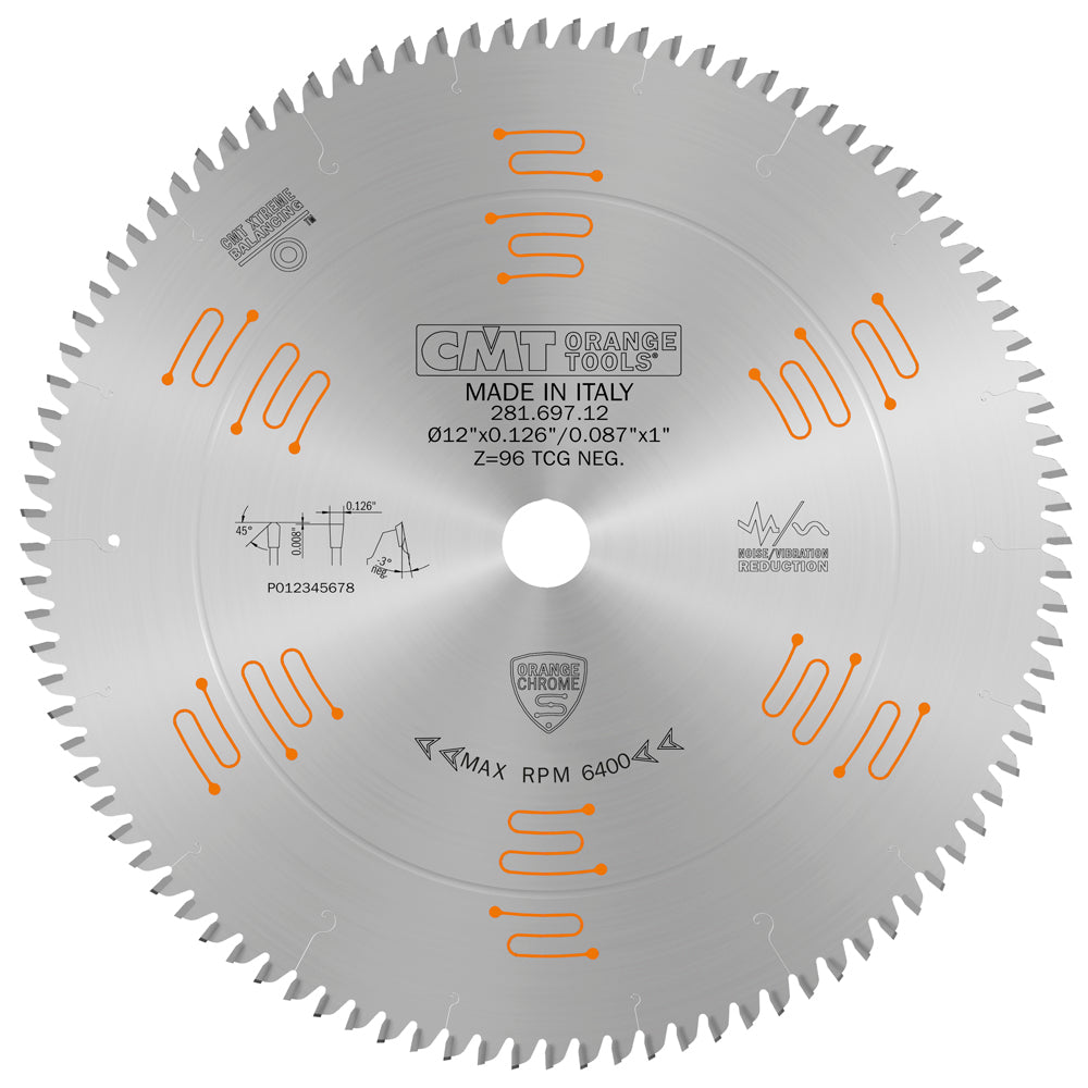 CMT 281.697.12 DOUBLE-SIDED - LAMINATE & MELAMINE 12”x1” T=96 TCG (-3° NEG)