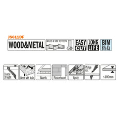 CMT JS611DF-5 RECIPROCATING SAW BLADES for WOOD&METAL (BIM) 6”x 6TPI (5-PCS.)