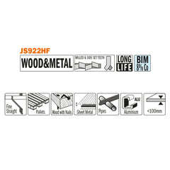 CMT JS922HF-5 RECIPROCATING SAW BLADES for WOOD&METAL (BIM) 6”x 10TPI (5-PCS.)