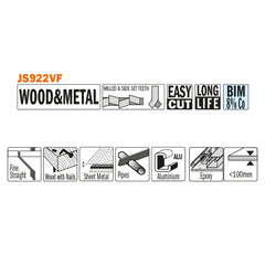 CMT JS922VF-5 RECIPROCATING SAW BLADES for WOOD&METAL (BIM) 6”x 10-14TPI (5-PCS.)
