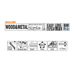 CMT JS1111DF-5 RECIPROCATING SAW BLADES for WOOD&METAL (BIM) 9”x 6TPI (5-PCS.)