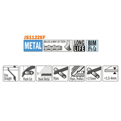 CMT JS1122EF-5 RECIPROCATING SAW BLADES for METAL (BIM) 9”x 18TPI (5-PCS.)