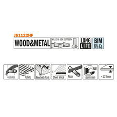 CMT JS1122HF-20 RECIPROCATING SAW BLADES for WOOD&METAL (BIM) 9”x 10TPI (20-PCS.)