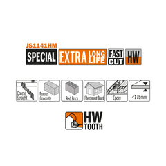 CMT JS1141HM-2 RECIPROCATING CARBIDE BLADES 9”x 3TPI POROUS CONCRETE (2-PCS.)