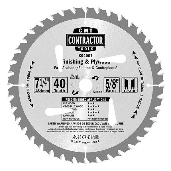 CMT K04007-X10 ITK CONTRACTOR FINISH 7-1/4’’x5/8”<> T=40 ATB (10-PCS. BULK MASTERPACK)