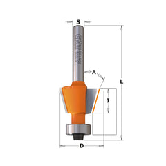 CMT 809.016.11 NON-BLOCKING COMBINATION TRIMMER BIT D=47/64”x7/16” A=15° S=1/4”