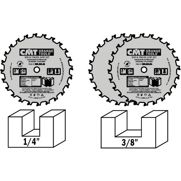 CMT 230.224.08 BOX & FINGER JOINT SET 8’’x0.250”/0.125”x5/8’’  T=24+24 FTG