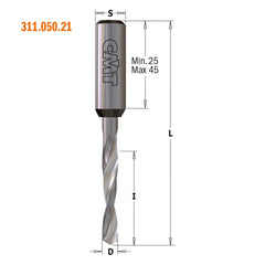 CMT 311.064.22 DOWEL DRILL 1/4”x30x70mm LH