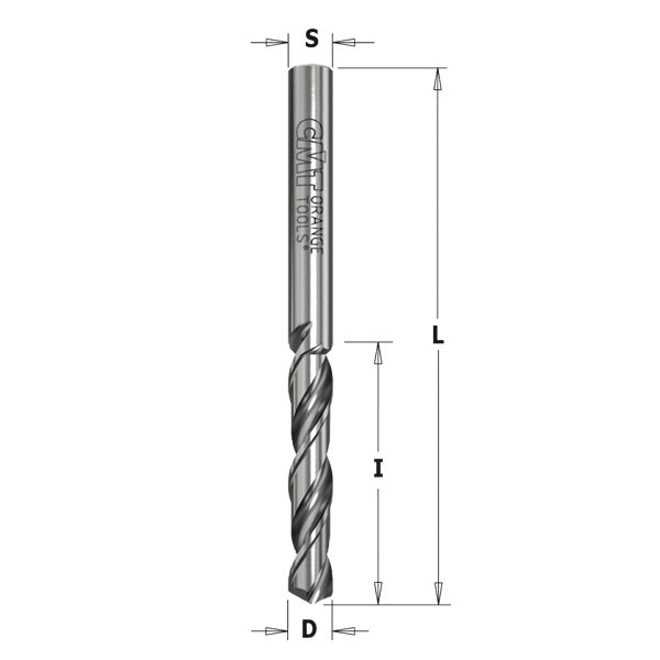 CMT 363.045.12 TWIST DRILL “V” POINT 120° SHARPENING 4.5x28x60mm LH