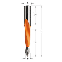 CMT 366.050.12 DOWEL DRILL FOR THROUGH HOLE 5x44x77mm LH